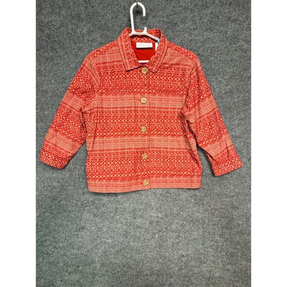 Liz Claiborne First Issue Jacket Women's XL Red Geometric Patterned Jacket - Picture 11 of 16